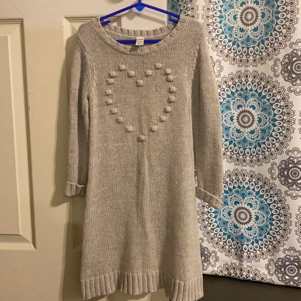 Girls knit long sleeve grey dress